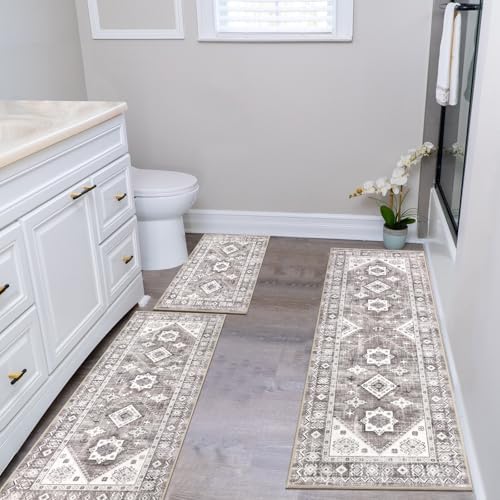 HEBE Boho Kitchen Rugs Set of 3, Non Slip Washable Kitchen Mats for Floor - Image 6
