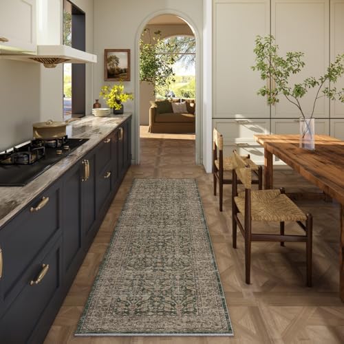 Machine Washable Hallway Runner Rugs: 2'6"x8' Kitchen Rug Stain Resistant Non Slip Low Pile Soft Carpet Runners for Hallways Indoor Entryway Kitchen Laundry Room Bedroom Bathroom Farmhouse - Image 2