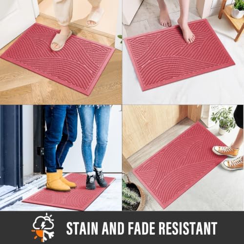 HIYARD Sturdy Front Door Mat, Absorbent Muddy Dirt Resist Welcome Door Mats Outdoor Indoor, Stain and Fade Resistant, Non-Slip Backing Entry Mat Low Profile Doormat for Entryway, 29×17, Pink - Image 4