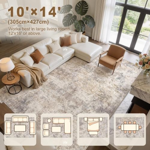 kakania Washable 10x14 Area Rug for Living Room: Abstract Modern Home Decor - Image 2