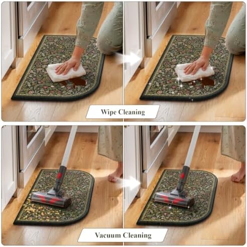 Collive Kitchen Mats for Floor Olive Green Half-Moon Rug, 17.3"x29.5" - Image 5