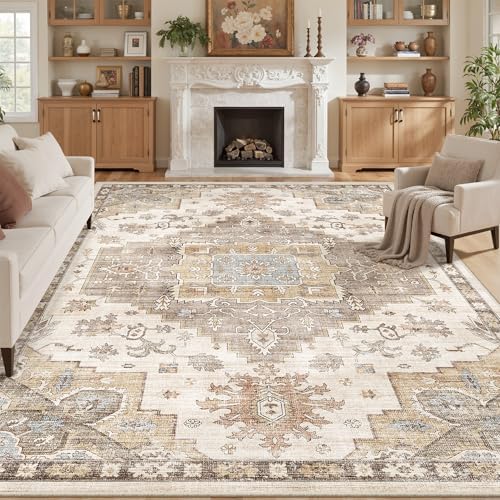 befbee Area Rug for Living Room 6x9, Boho Carpet Machine Washable Rug Brown - Image 3