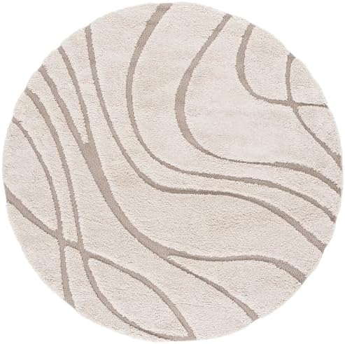 SAFAVIEH Oval Rug 8x10 - Florida Shag Collection- Large - Abstract Design, Cream & Beige, Non-Shedding & Easy Cleaning, Plush Thick Pile, Ideal for Living Room, Bedroom, Dining Space (SG471-1113) - Image 3