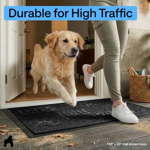 GORILLA GRIP WeatherMAX Door Mat, Indoor Outdoor Use, 35x23, Black Paw - Image 6