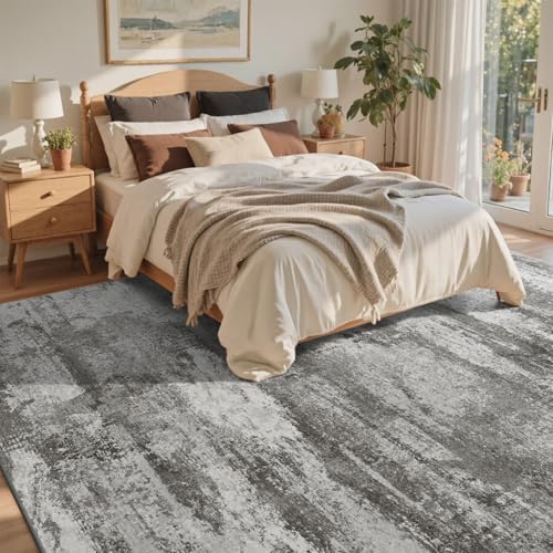 4x6 Ft Abstract Washable Area Rugs for Living Room Grey - Image 4