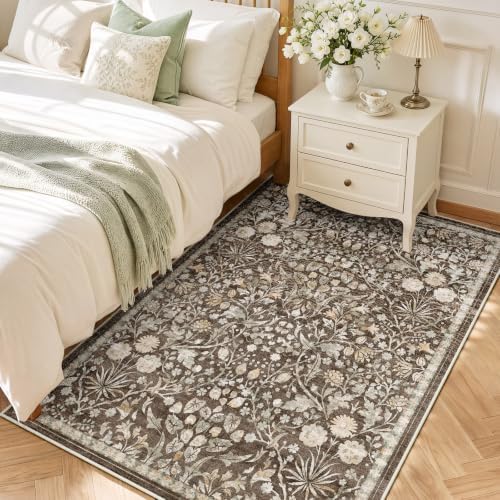 SameBed 3x5 Area Rug Living Room, Vintage Washable Carpet Dark Brown - Image 3