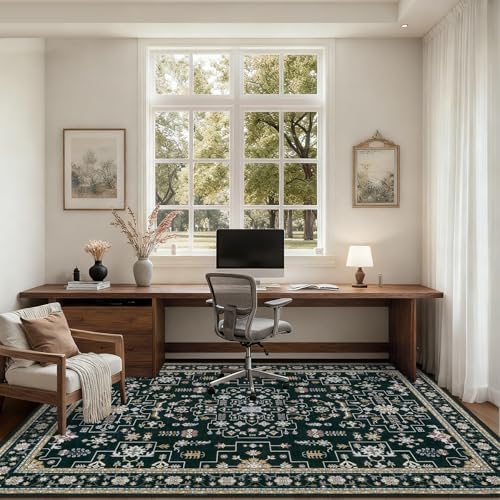5x7 Area Rugs Living Room: Washable Vintage Rug for Bedroom Black - Image 6