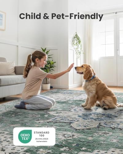 AMADA HOMEFURNISHING 2x5 Washable Runner Rug, Low-Profile Kitchen Rugs with Non-Slip Backing & Durable Edge Binding, Vintage Entryway Runner Rug for Bedroom & Hallway - Image 4