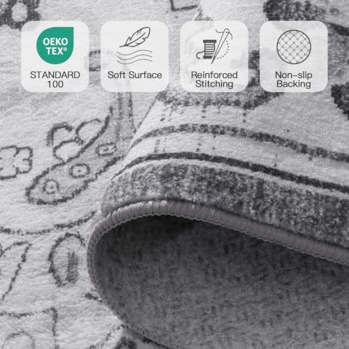 Lofus 2x6 Hallway Kitchen Washable Runner Rug, Boho Entry Long Carpet Grey - Image 5