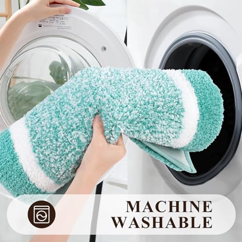 Pauwer Bathroom Rug Sets 3 Piece, Non Slip Washable Bath Mat, Teal - Image 6