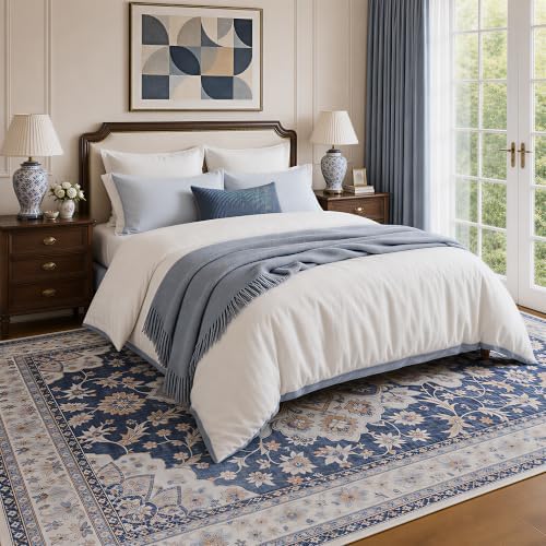 9x12 Area Rugs for Living Room, Washable Area Rug, Blue - Image 3
