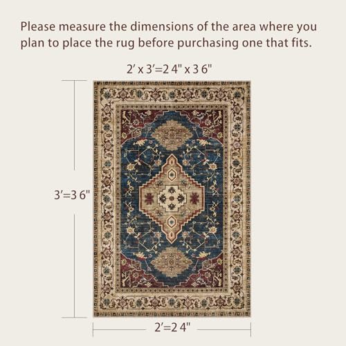 Tangsoo Oriental 2x3 Washable Rugs for Entryway, Non Slip Small Area Rug - Image 2