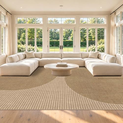 Easy Jute Rug for Pet Homes: 8x12 Outdoor Rug - Geometric Arch Pattern - Image 4