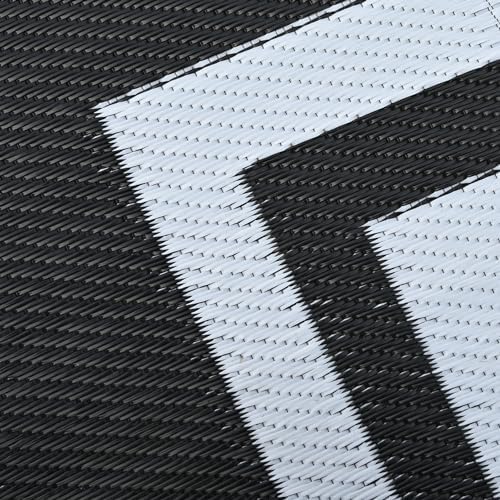 RURALITY Outdoor Rug 9x12 Waterproof for Patio Clearance,Large Plastic Straw Mat for Camping,Porch,RV,Reversible,Black and White - Image 5