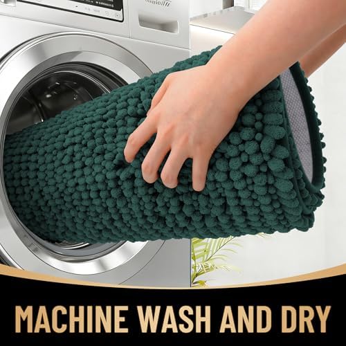 OLANLY Thick Chenille Large Bathroom Rugs Mats 59x35, Blackish Green - Image 4