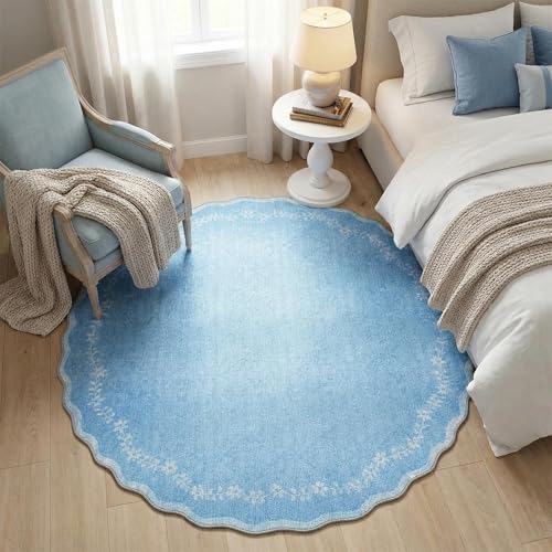 GarveeHome Round Rugs 6ft Scalloped Washable Circle Rug for Dining Room - Image 4