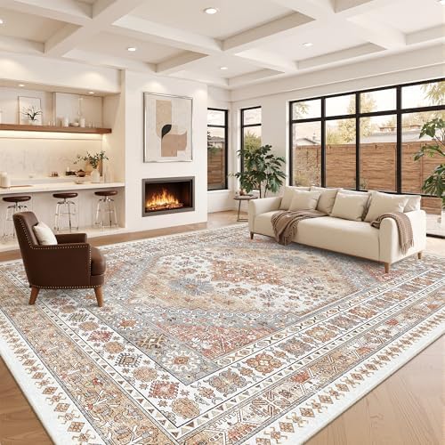 zesthome 10x14 Area Rugs for Living Room,Large Washable Rug,Orange - Image 4