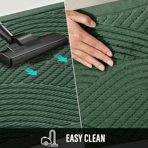 HIYARD Sturdy Front Door Mat, Absorbent Muddy Dirt Resist Welcome Door Mats Outdoor Indoor, Stain and Fade Resistant, Non-Slip Backing Entry Mat Low Profile Doormat for Entryway, 47×32, Green - Image 6