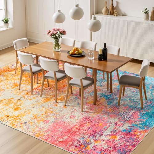 Rugflix 8x10 Area Rugs for Living Room, Colorful Rainbow Washable Large Rug - Image 4