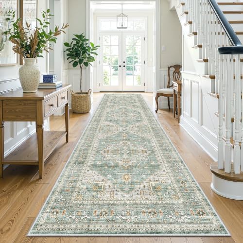 Washable Hallway Runner Rug 2'x10',Floor Carpet Runners for Entryway Green - Image 2