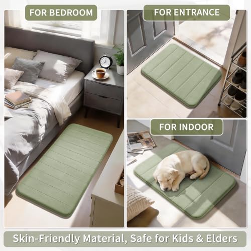 Yimobra Bathroom Runner 60"x24", Non Slip Memory Foam Bath Mat, Super Soft Water Absorbent Hallway Carpet, Machine Washable Rug for Vanity Tub Shower, Sage Green - Image 6
