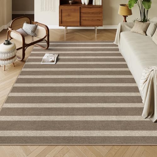Lahome Striped Easy Jute Living Room Rug, 8x10 Outdoor Patio Rugs Washable by Lahome