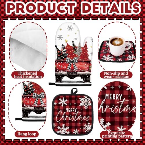 Fourluoo 10 Pcs Christmas Kitchen Decor Set Christmas Tree Kitchen Rugs - Image 5