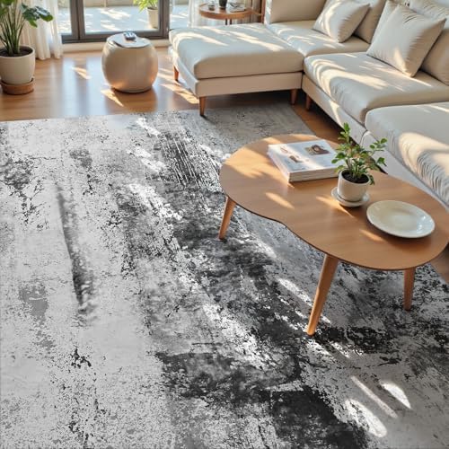 Living Room Rug 9x11 Ink Black Area Rugs Machine Washable Abstract Boho Large Rug Non-Slip Non-Shedding Faux Wool Indoor Vintage Carpet for Bedroom, Classroom, Dining Room, Kids Playroom - Image 3