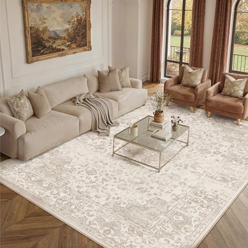 HUGEAR Light Brown 8x10 Area Rug Washable for Living Room - Image 2