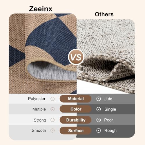 Checkered Easy Jute 4x6 Outdoor Rug Washable Non Slip Khaki Rugs for Entryway Indoor Outdoor Farmhouse Neutral Front Door Mat for Backyard Patio Proch Living Room - Image 6