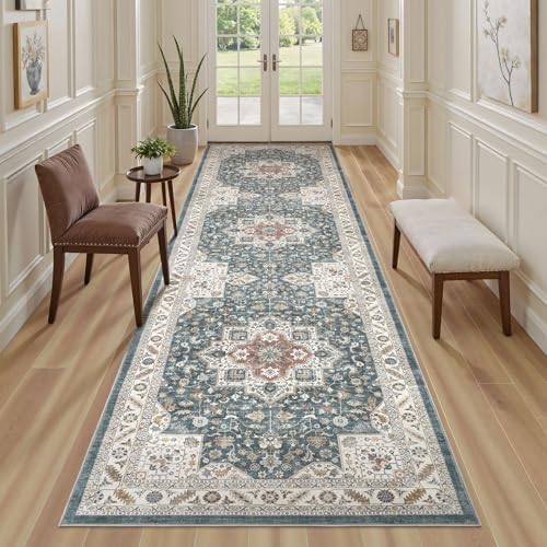 cotiled 3x12 Hallway Runner Rug for Entryway, Non-Slip Vintage, Vintage Blue - Image 5
