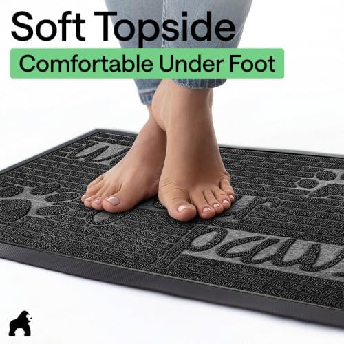GORILLA GRIP WeatherMAX Door Mat, Indoor Outdoor Use, 29x17, Black Paw - Image 7