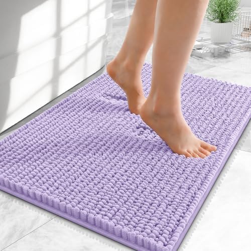 OLANLY Thick Chenille Small Bathroom Rugs Mats 24x16, Lavender by OLANLY
