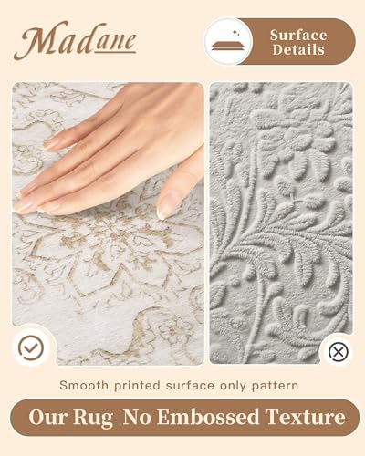 Madane 8x10 Area Rugs for Living Room, Washable Natural Soft Rug Wood/Ivory - Image 4