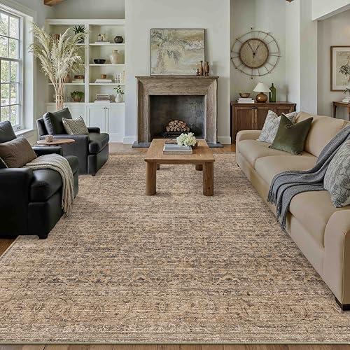 PureCozy Brown Area Rug 6x9 Vintage Retro Distressed - Image 2
