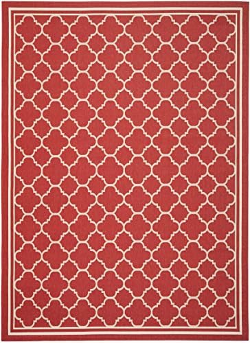 SAFAVIEH Courtyard Collection 8' x 11' Red/Bone CY6918 Trellis Indoor/ Outdoor Splashproof Easy Scrubbing Patio Backyard Mudroom Area Rug - Image 2