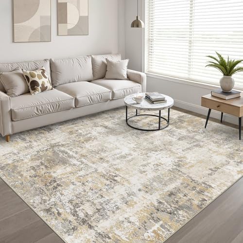 LOONGRUG 6x9 Area Rug Washable Neutral Modern Rug for Living Room Gray Gold - Image 6