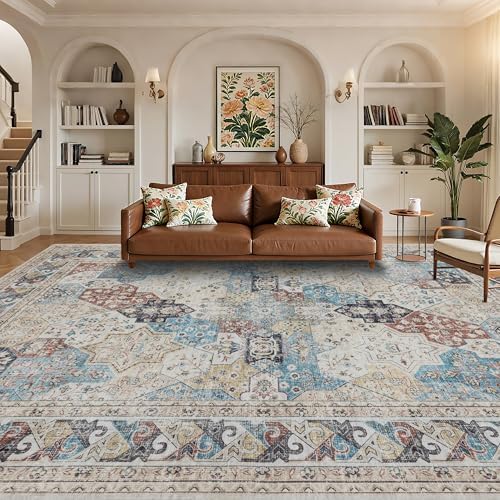 RCTJHOME Moroccan Washable Rugs 9x12, Vintage Rugs for Living Room Bedroom by RCTJHOME