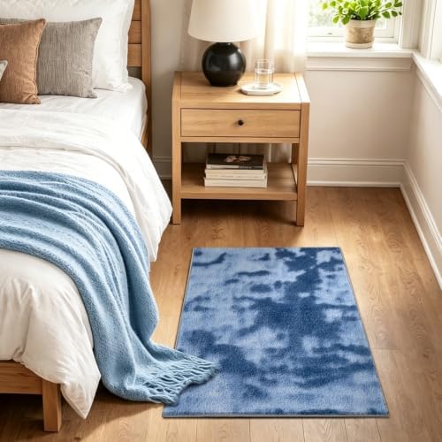 2x3 Tie-dye Dark Teal Area Rug Washable Non-Slip for Entryway Front Door - Image 3