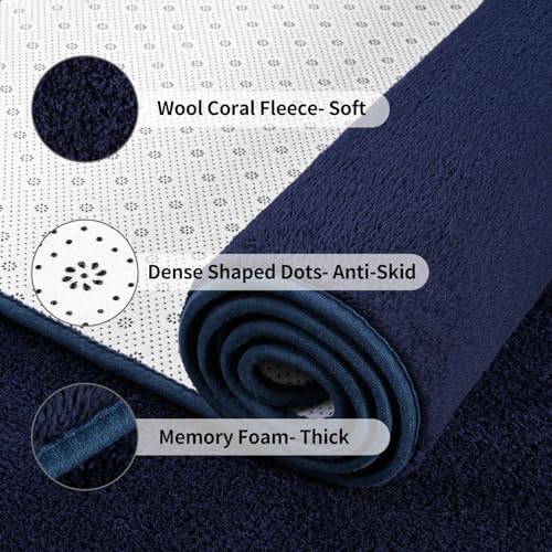 FlyDOIT Area Rugs for Bedroom Living Room, 4x6 Navy Blue Super Soft Comfy Thickened Memory-Foam Indoor Carpets, Modern Aesthetic Minimalist Carpet for Boys Girls Adults Apartment Nursery Home Décor - Image 5