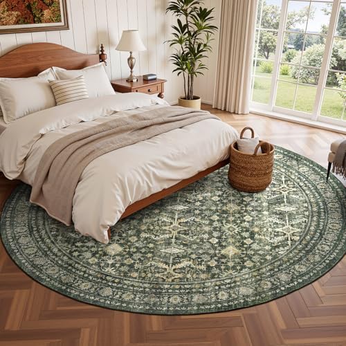 8ft Area Rugs for Living Room Bedroom, Green Washable Non-Slip Carpet - Image 3