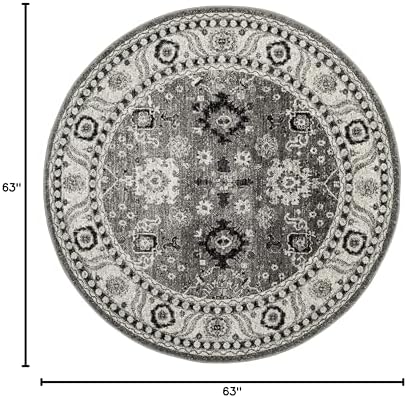 SAFAVIEH Vintage Hamadan Collection Area Rug - 5'3" Round, Grey & Black, Persian Design, Non-Shedding & Easy to Clean, Ideal for Living Room, Bedroom, Dining Space, Dining (VTH214K) - Image 3