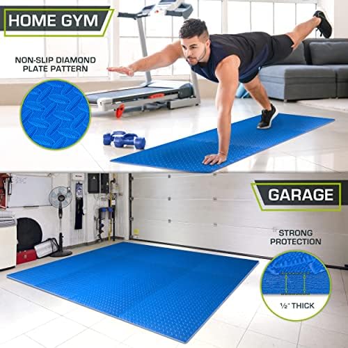 ProsourceFit Exercise Puzzle Mat ½-inch, EVA Interlocking Foam Floor Tiles for Home Gym, Workout Equipment, Kids Play Areas, Blue, 48 SQ FT - 12 Tiles - Image 3