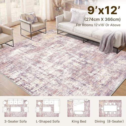 9x12 Area Rugs Washable Modern Abstract Living Room Bedroom Rug - Image 2