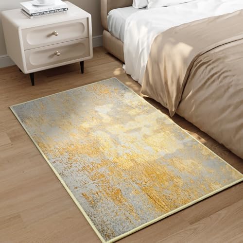 Entrance Rugs Indoor 2x3 Orange, Silver & Gray Entry Rug Washable Abstract Small Area Rug Non-Slip Low Pile Throw Rugs for Entryway, Kitchen Floor, Front Door Indoor Door Mat, Bedroom Bedside - Image 6