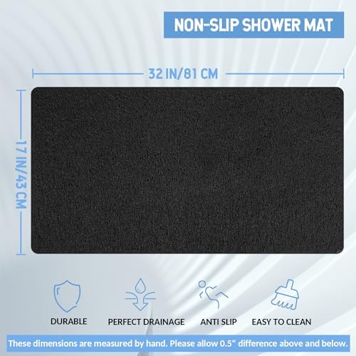 Hargiis Non-Slip Bathtub Mat, Anti Slip Shower Mat, Fast Drying Bathtub Mats, Foot Scrubber Mat, Anti Slip Mat for Tub, Floor, Bathroom, Kitchen, Home, Hotel (Black 32"×17") - Image 2