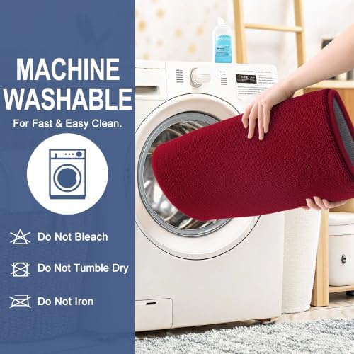 OLANLY Memory Foam Bathroom Runner Rugs 47x24, Absorbent Long Mat, Burgundy - Image 6