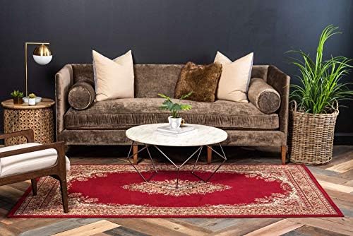 Unique Loom Reza Collection Traditional Persian Style Area Rug, 2 ft 2 in x 3 ft, Burgundy/Ivory - Image 4