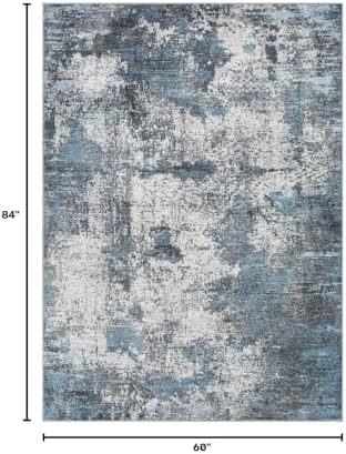 DMOYEST Area Rug Living Room Rugs - 5x7 Large Soft Indoor Neutral Modern Abstract Low Pile Washable Rug Carpet for Bedroom Dining Room Farmhouse Home Office - Grey Blue - Image 2