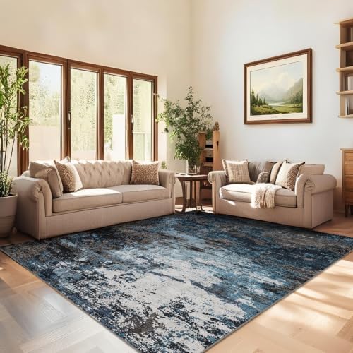 GarveeHome 4x6 Washable Area Rug Modern Abstract Blue Green - Image 2